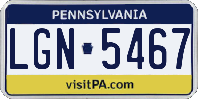PA license plate LGN5467