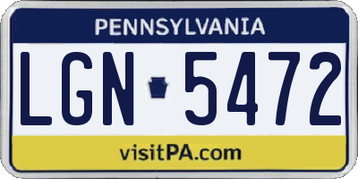 PA license plate LGN5472