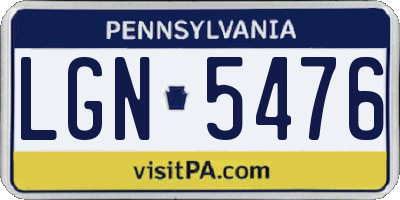 PA license plate LGN5476
