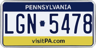 PA license plate LGN5478