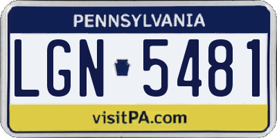 PA license plate LGN5481