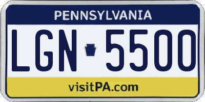 PA license plate LGN5500