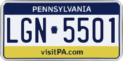 PA license plate LGN5501