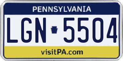 PA license plate LGN5504