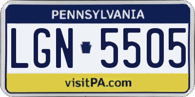 PA license plate LGN5505