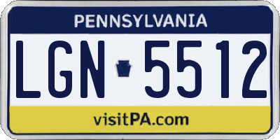 PA license plate LGN5512
