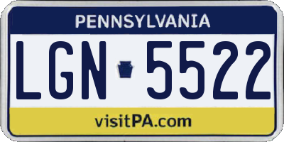 PA license plate LGN5522
