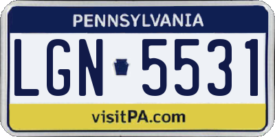 PA license plate LGN5531