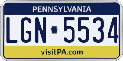 PA license plate LGN5534