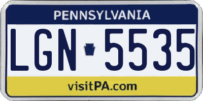 PA license plate LGN5535