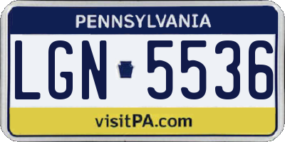 PA license plate LGN5536