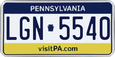 PA license plate LGN5540