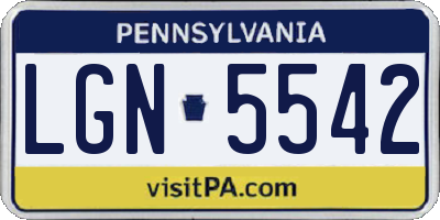 PA license plate LGN5542