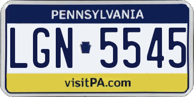 PA license plate LGN5545