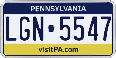 PA license plate LGN5547