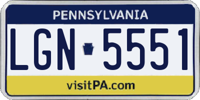 PA license plate LGN5551