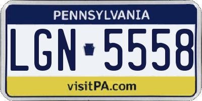 PA license plate LGN5558