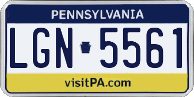 PA license plate LGN5561