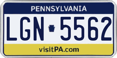 PA license plate LGN5562