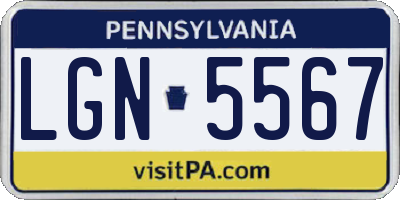 PA license plate LGN5567