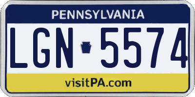 PA license plate LGN5574