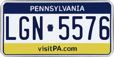 PA license plate LGN5576