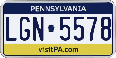 PA license plate LGN5578