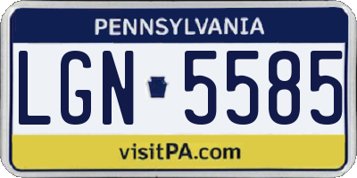 PA license plate LGN5585