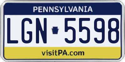 PA license plate LGN5598