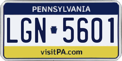 PA license plate LGN5601