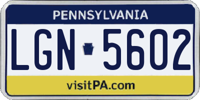 PA license plate LGN5602