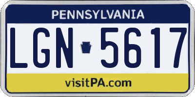 PA license plate LGN5617