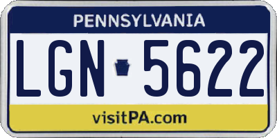 PA license plate LGN5622