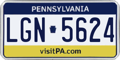 PA license plate LGN5624