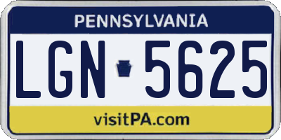 PA license plate LGN5625