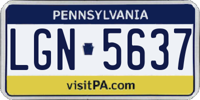 PA license plate LGN5637