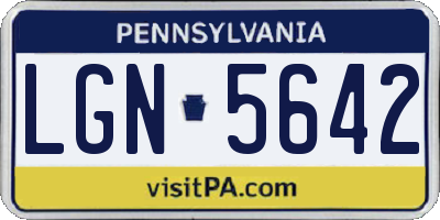 PA license plate LGN5642