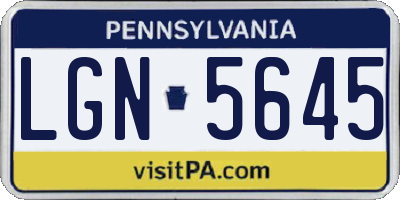 PA license plate LGN5645