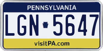 PA license plate LGN5647