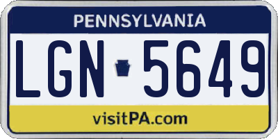 PA license plate LGN5649