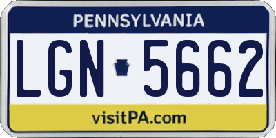 PA license plate LGN5662