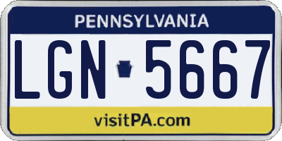 PA license plate LGN5667