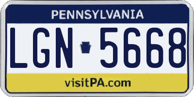 PA license plate LGN5668