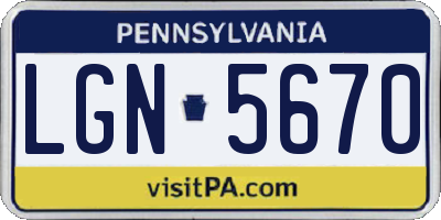PA license plate LGN5670