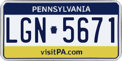 PA license plate LGN5671