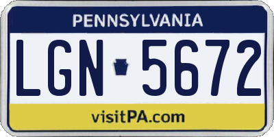 PA license plate LGN5672
