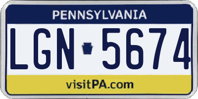 PA license plate LGN5674