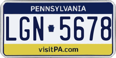 PA license plate LGN5678