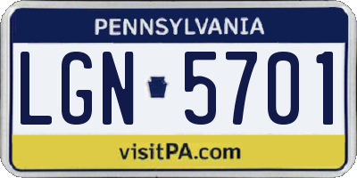 PA license plate LGN5701