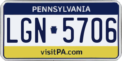 PA license plate LGN5706